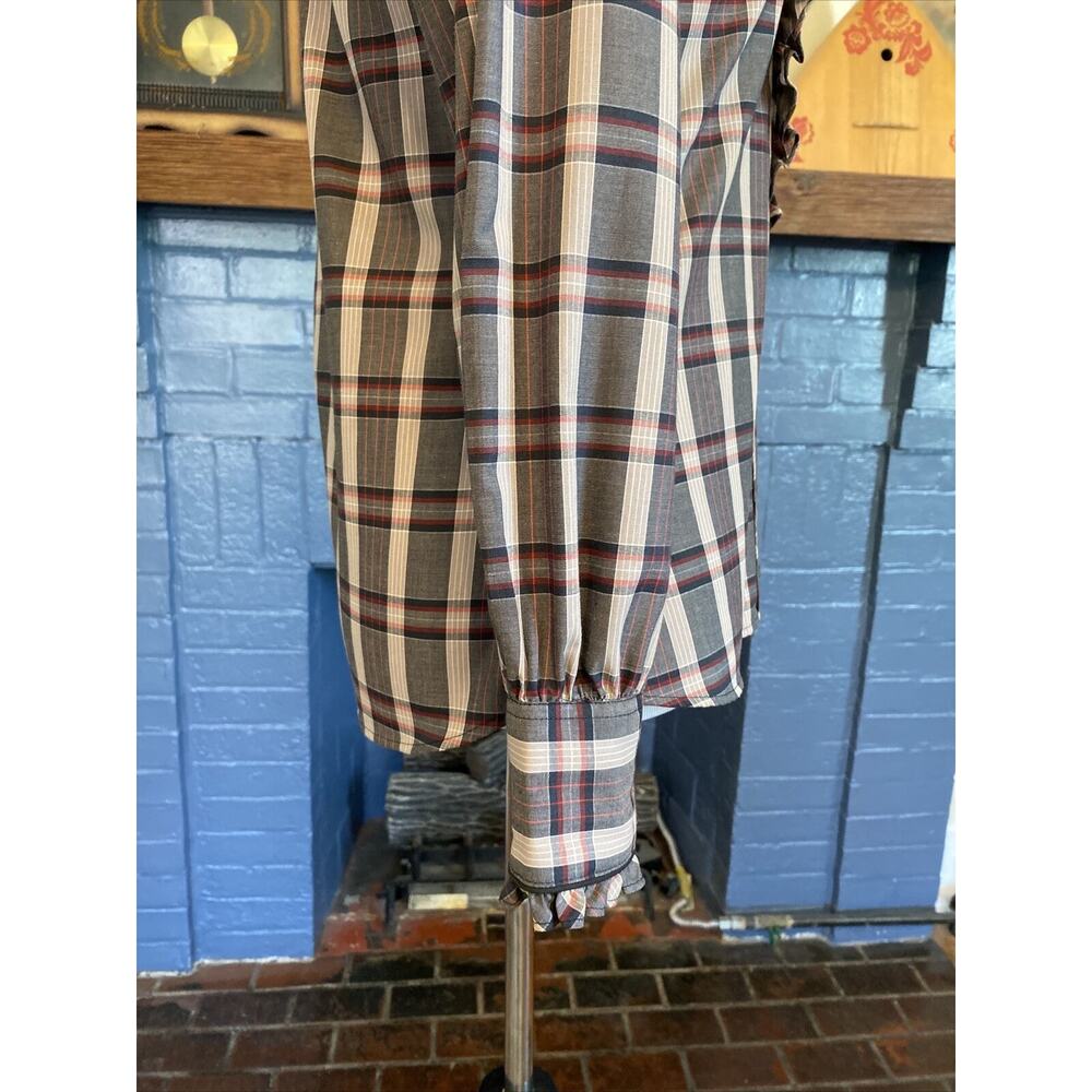 Plaid Ruffle Women's Blouse - Picture 6 of 14